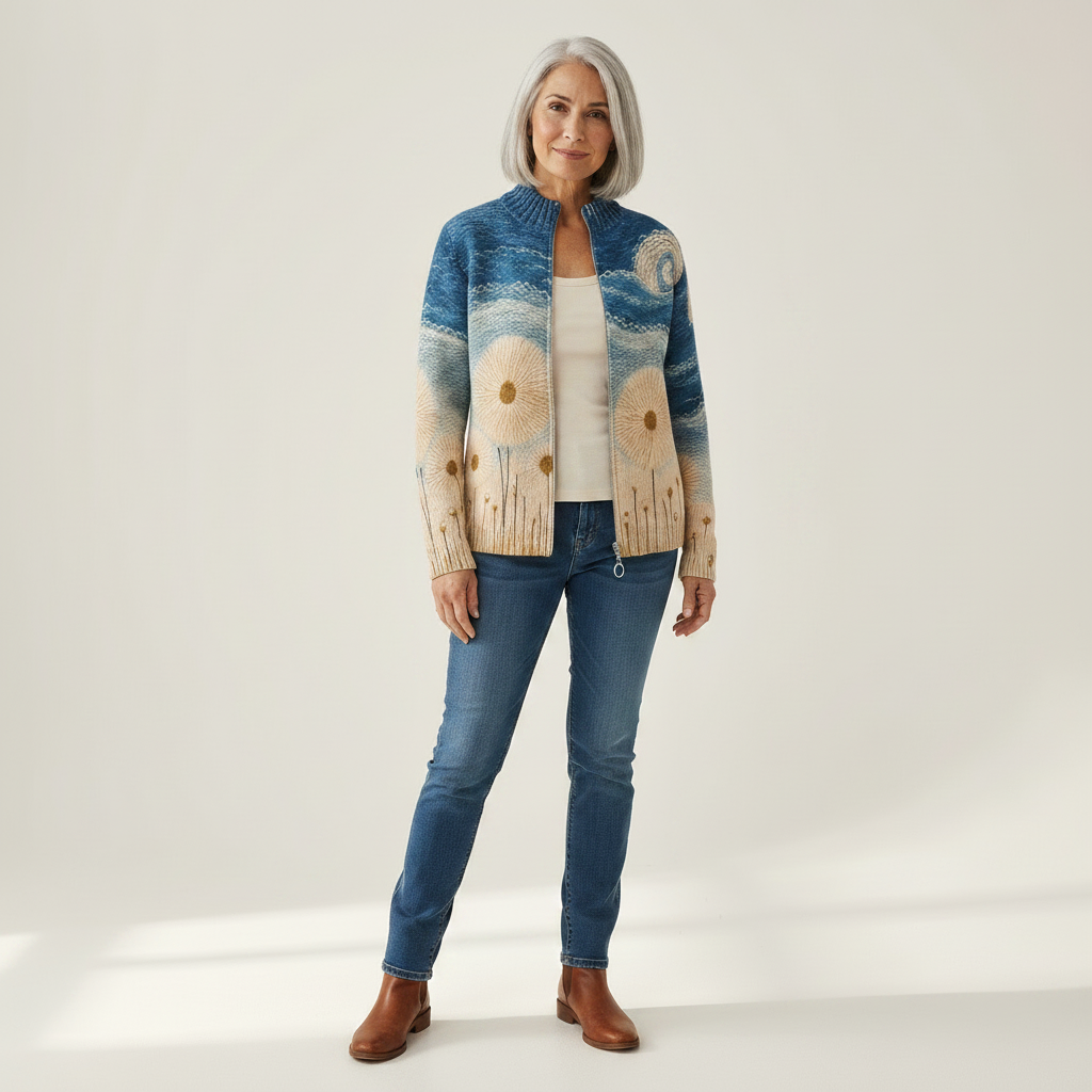 Reine | Cardigan à motif de pissenlits