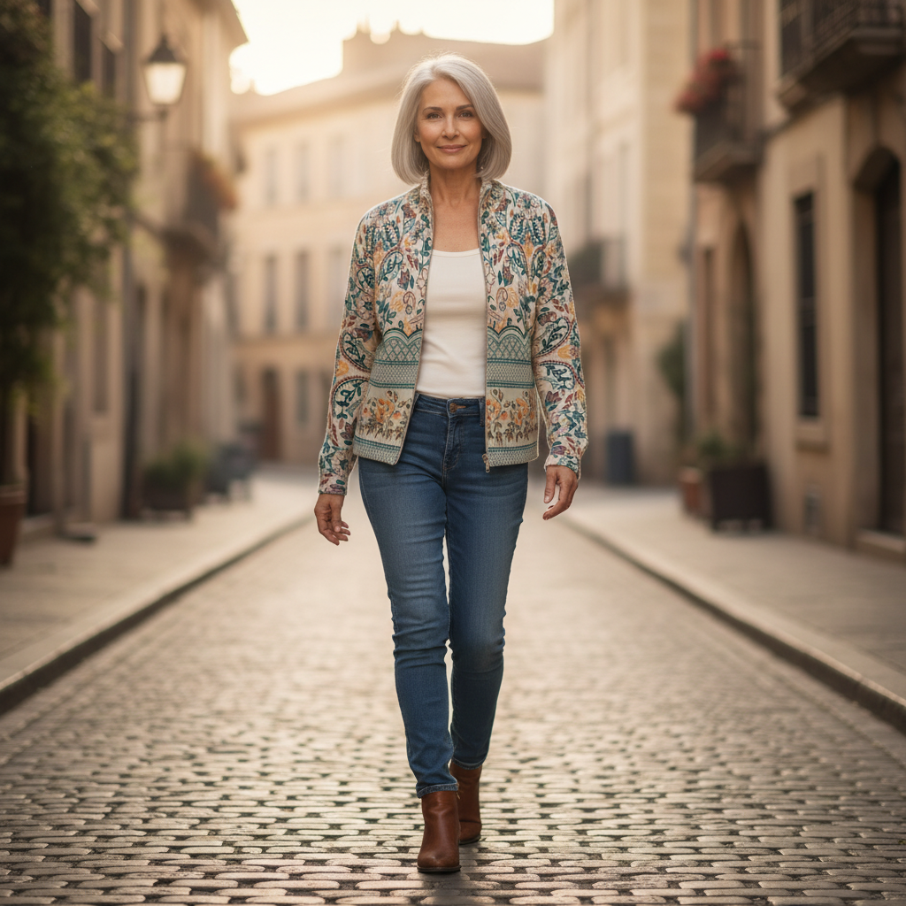 Ginette | Cardigan à bordure florale
