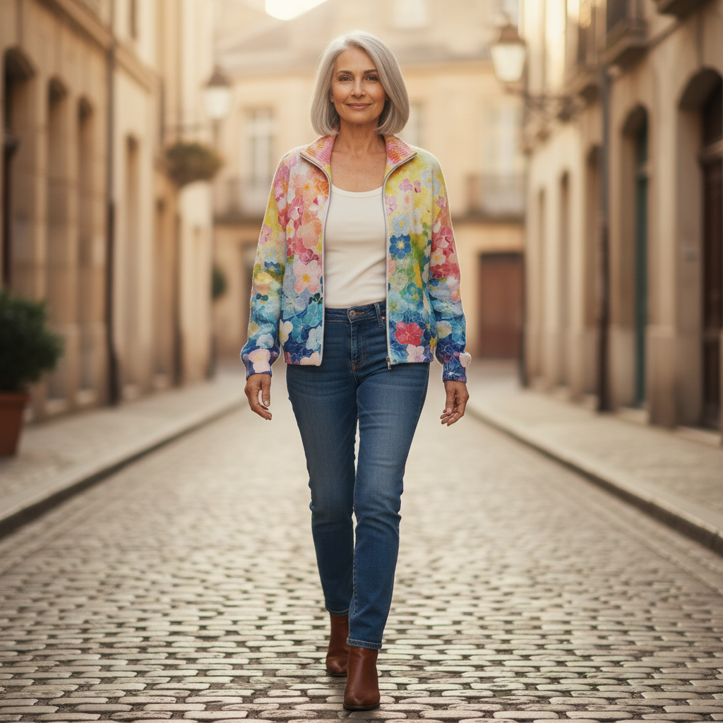 Ursule | Cardigan à motif floral aquarelle