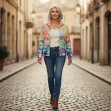 Ursule | Cardigan à motif floral aquarelle