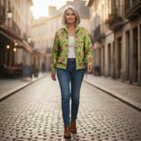 Émeline | Cardigan vert à motif floral
