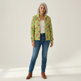 Émeline | Cardigan vert à motif floral
