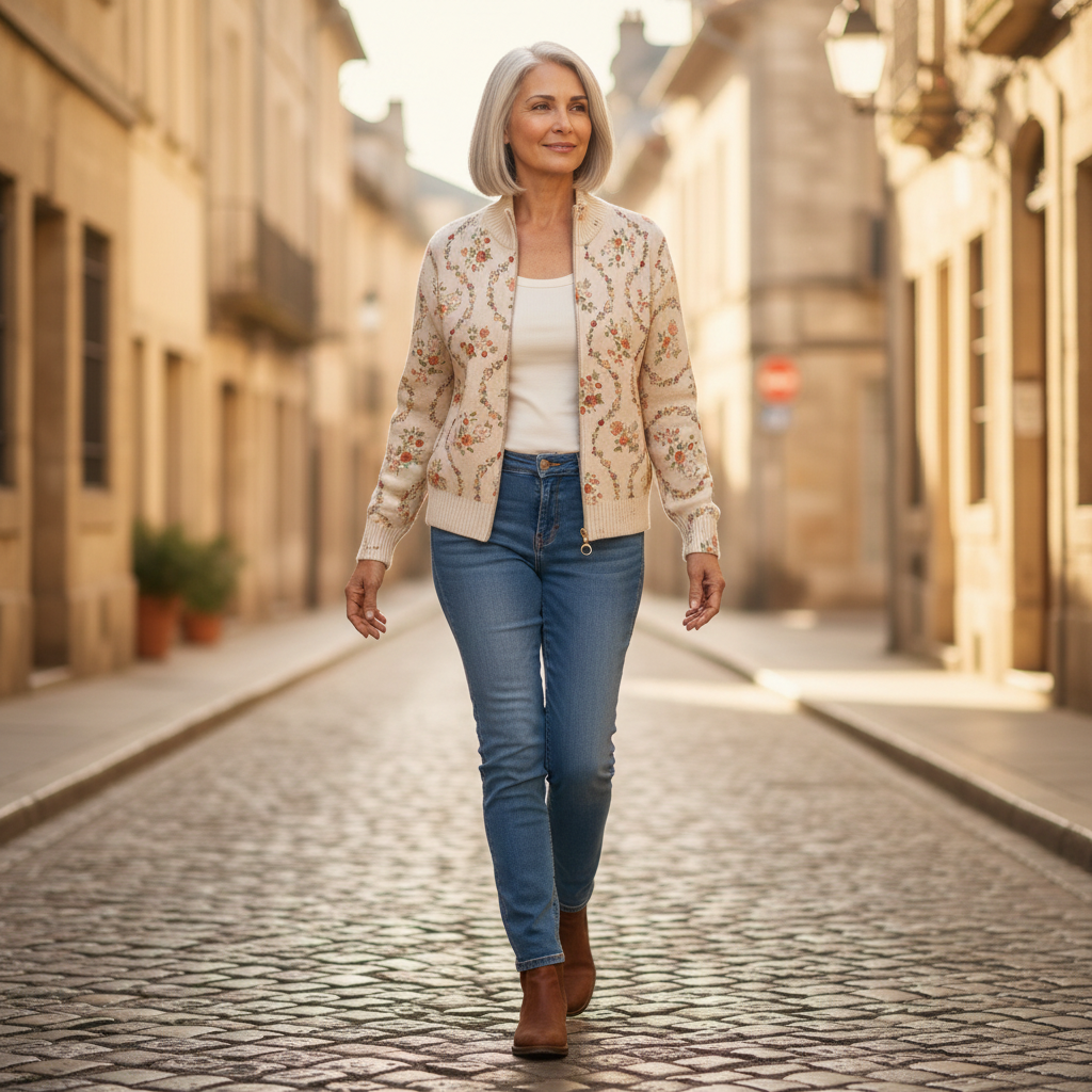 Irma | Cardigan à fines volutes fleuries