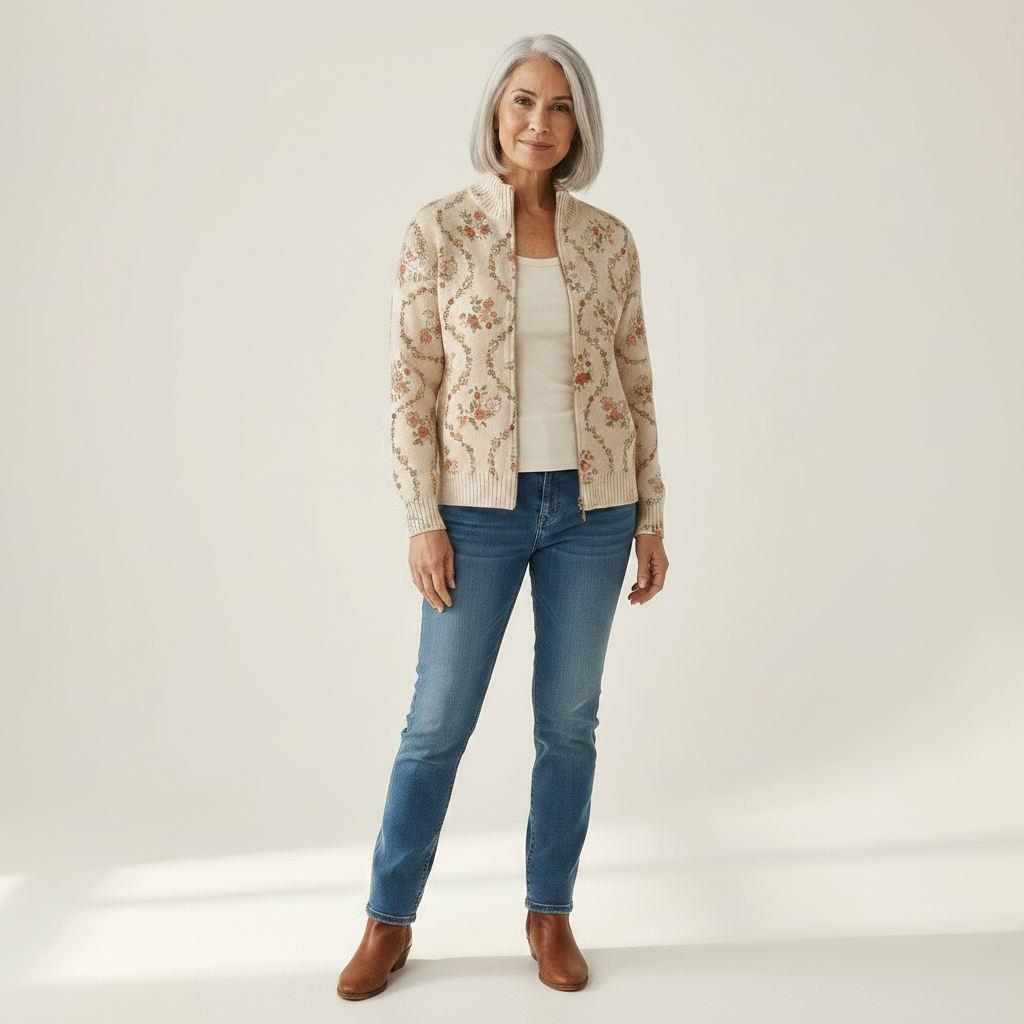 Irma | Cardigan à fines volutes fleuries