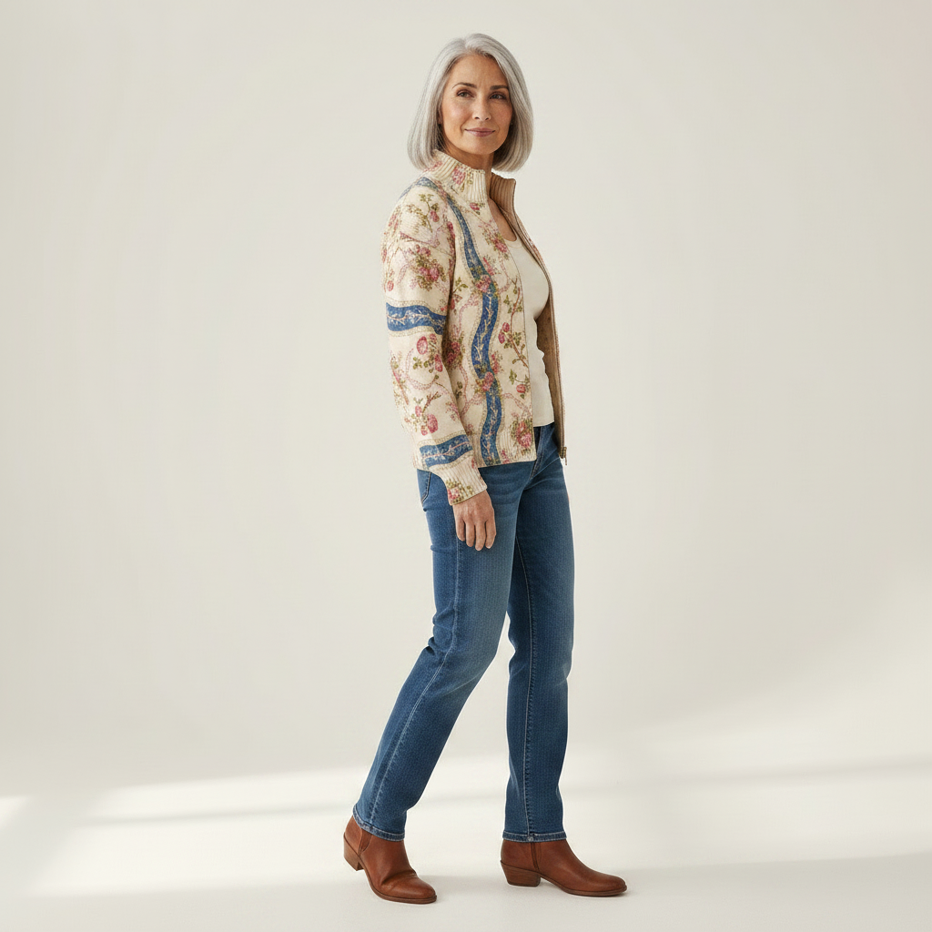 Sabine | Cardigan à motif de roses grimpantes