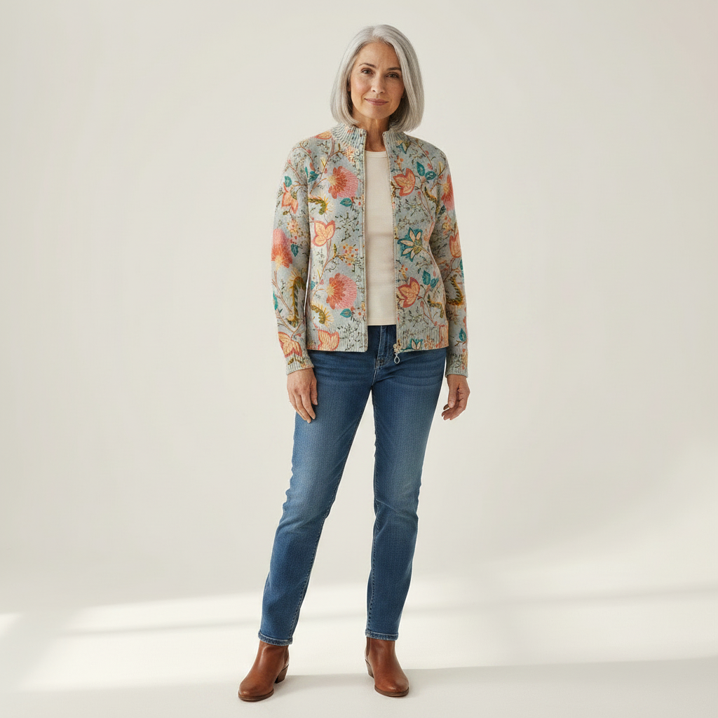 Sabine | Cardigan à motif de roses grimpantes
