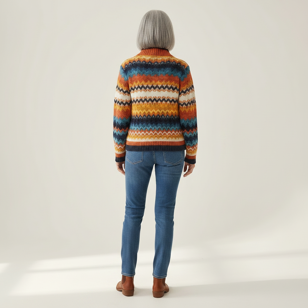 Célestine | Cardigan à motif zigzag multicolore