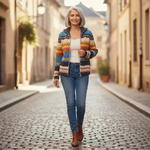 Célestine | Cardigan à motif zigzag multicolore