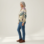 Henriette | Cardigan à motif de chardons et de paysage
