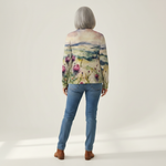 Henriette | Cardigan à motif de chardons et de paysage