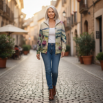 Henriette | Cardigan à motif de chardons et de paysage