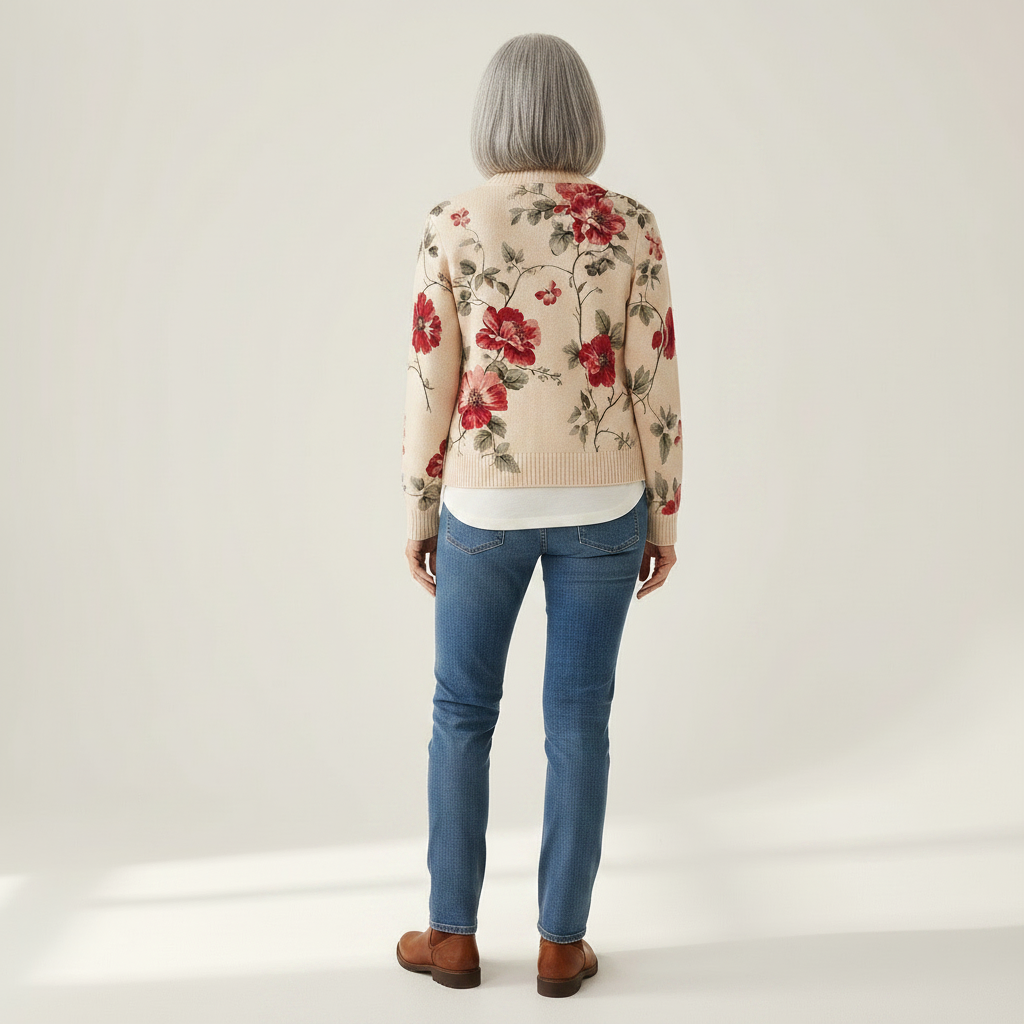 Marguerite | Cardigan à motif de roses vintage