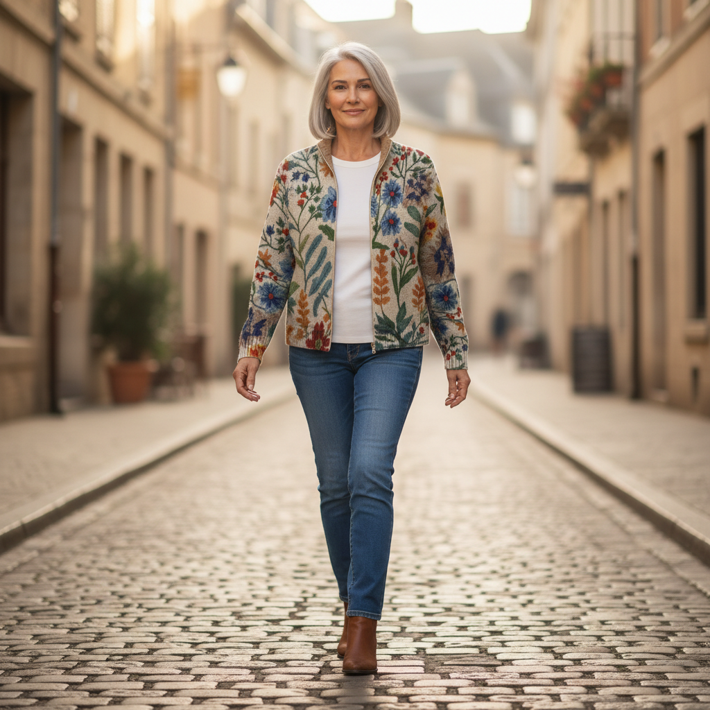 Bérangère | Cardigan à motif floral botanique