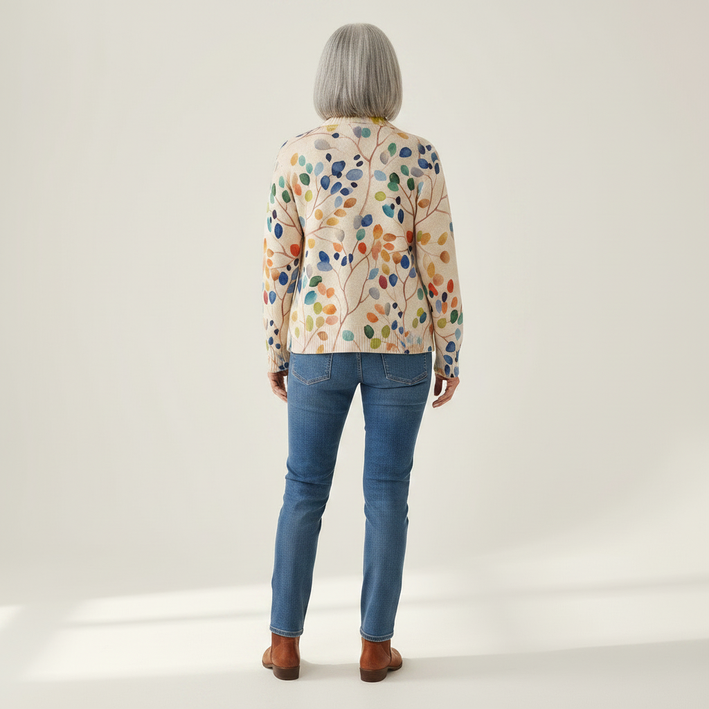 Angèle | Cardigan à motif de feuilles multicolores