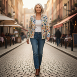 Angèle | Cardigan à motif de feuilles multicolores