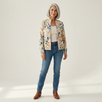 Angèle | Cardigan à motif de feuilles multicolores