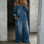 Abigail - Combinaison en denim épaules dénudées
