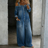 Abigail - Combinaison en denim épaules dénudées