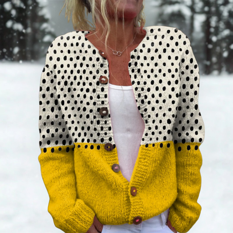Adele | Cardigan à pois et moutarde
