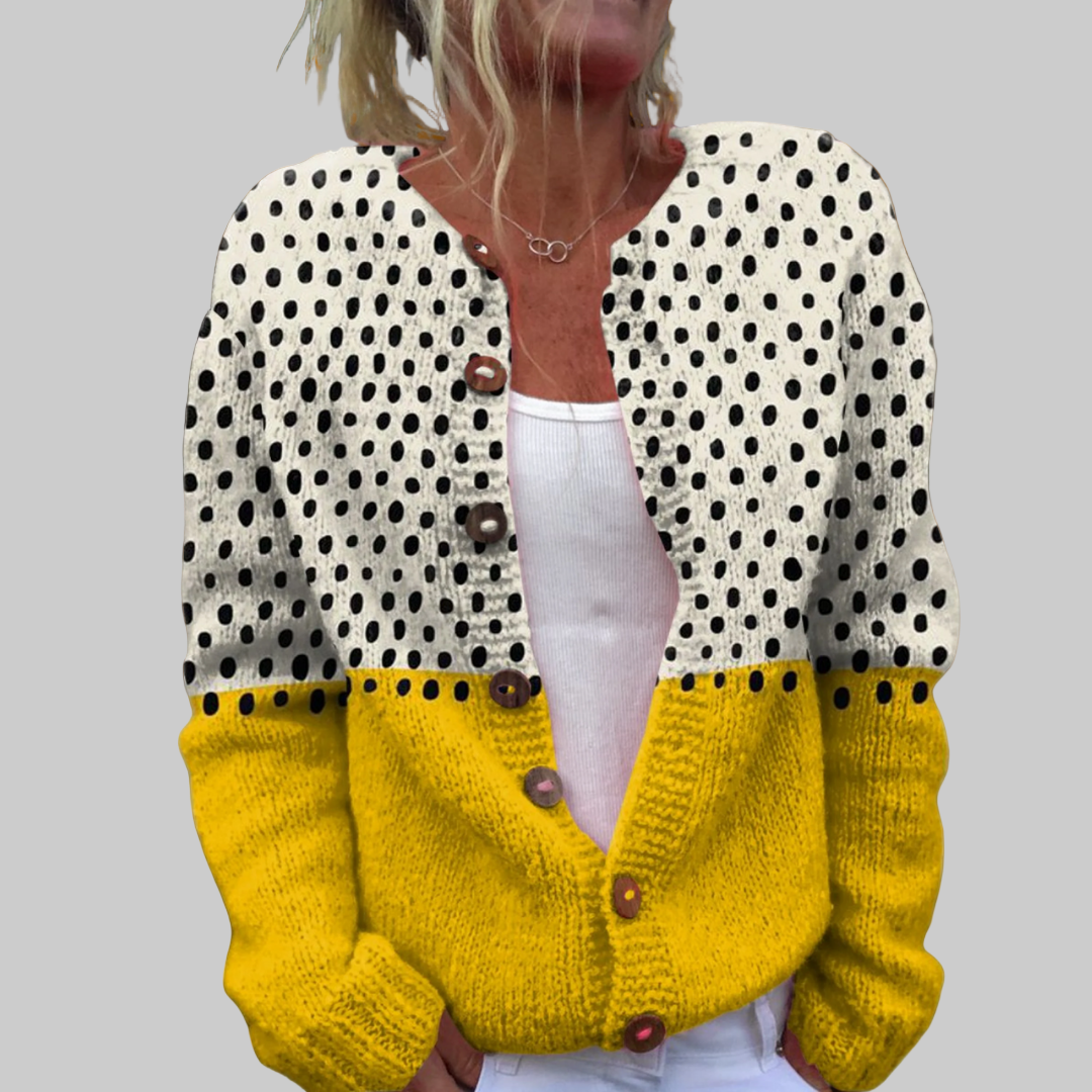 Adele | Cardigan à pois et moutarde