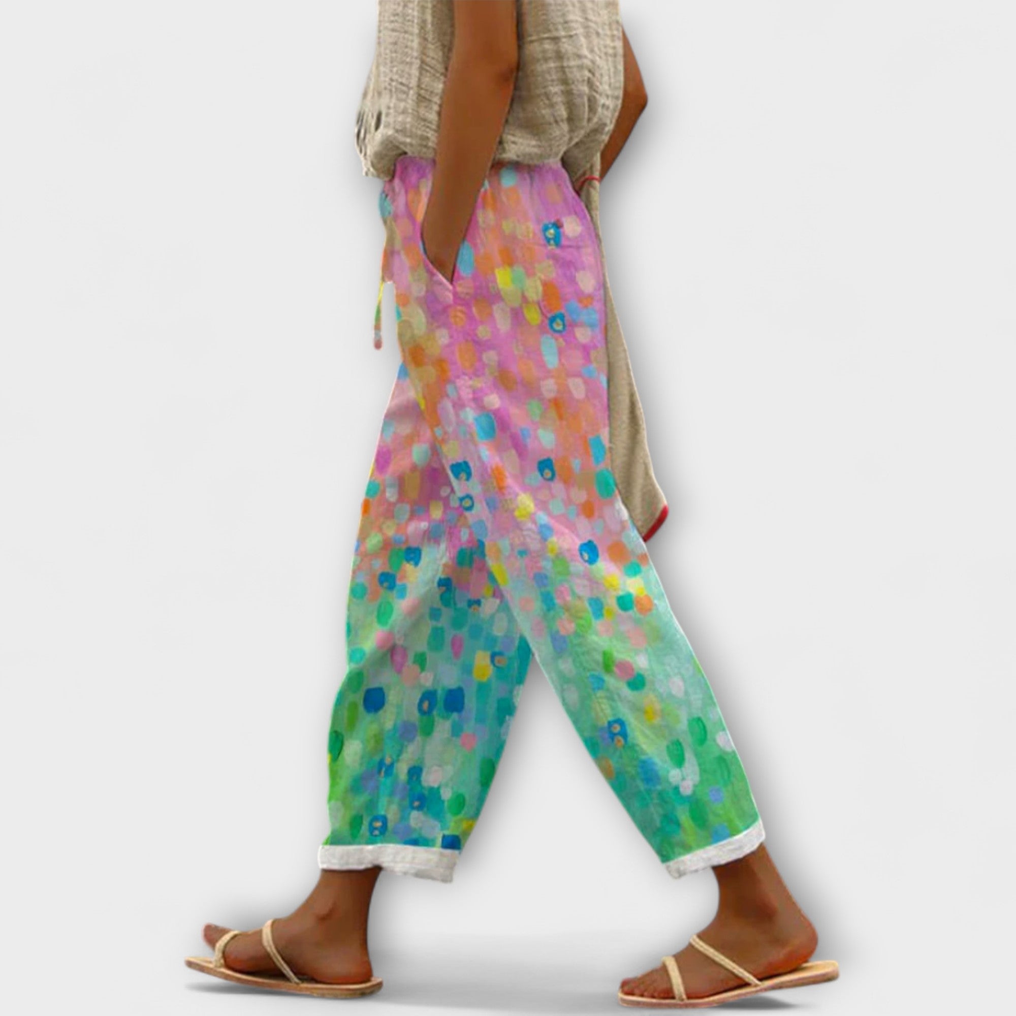 Airish – Pantalon décontracté à imprimé caractéristique et boutons