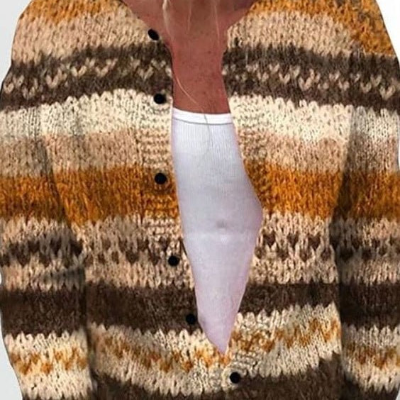 Cressida | Cardigan rayé marron et crème