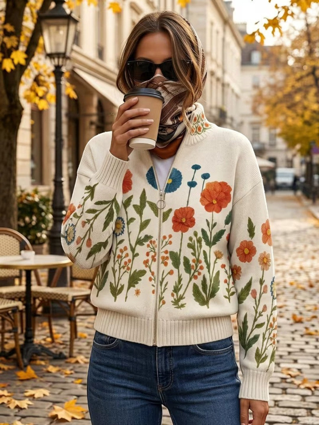 Andrée | Cardigan à motif de fleurs sauvages