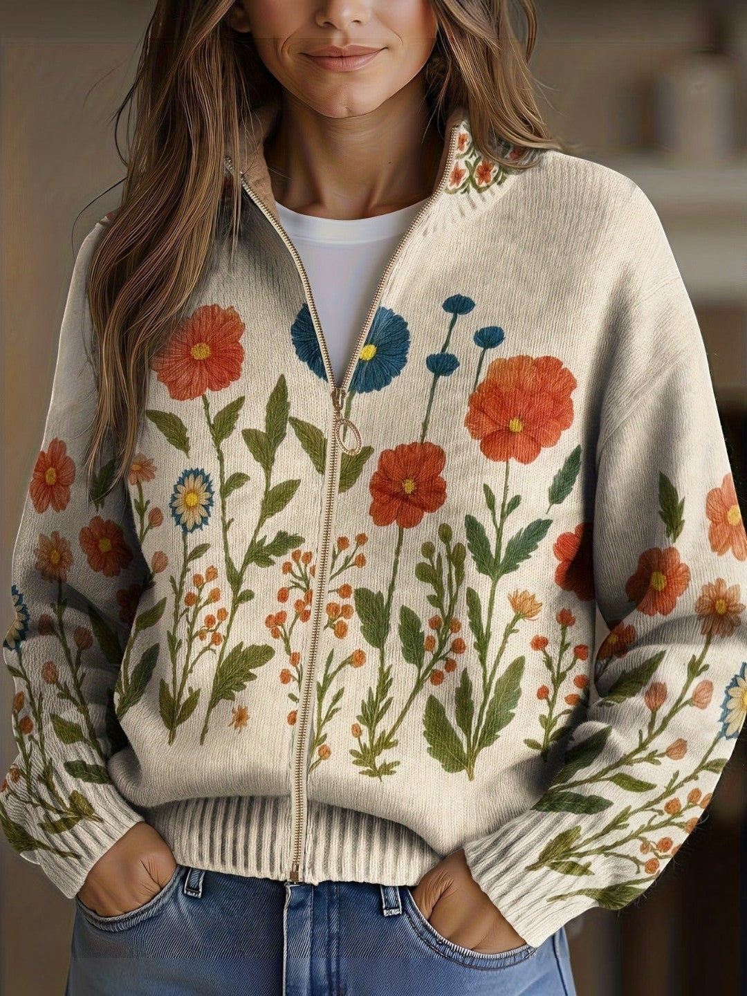 Andrée | Cardigan à motif de fleurs sauvages