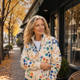 Angèle | Cardigan à motif de feuilles multicolores