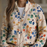Angèle | Cardigan à motif de feuilles multicolores
