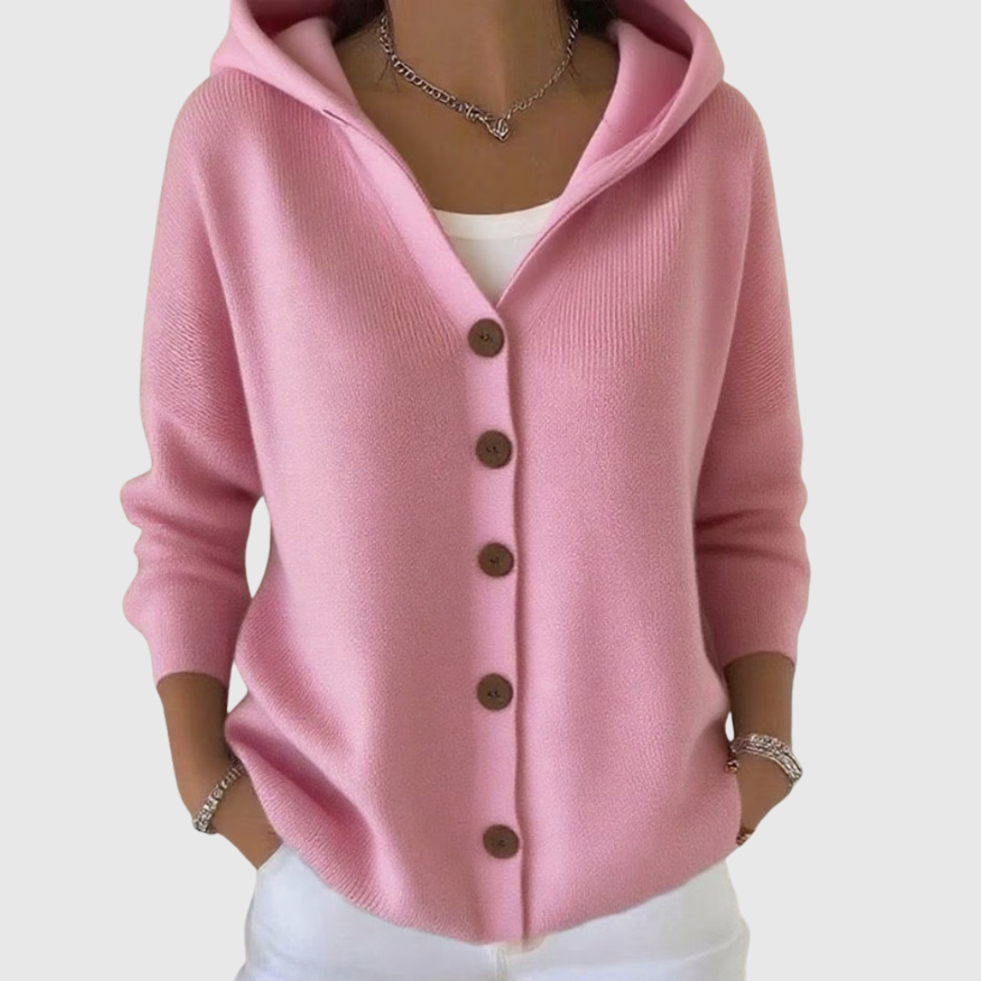 Hermione | Cardigan à capuche rose poudré