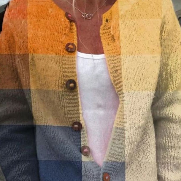 Dulcie | Cardigan colorblock ocre et bleu