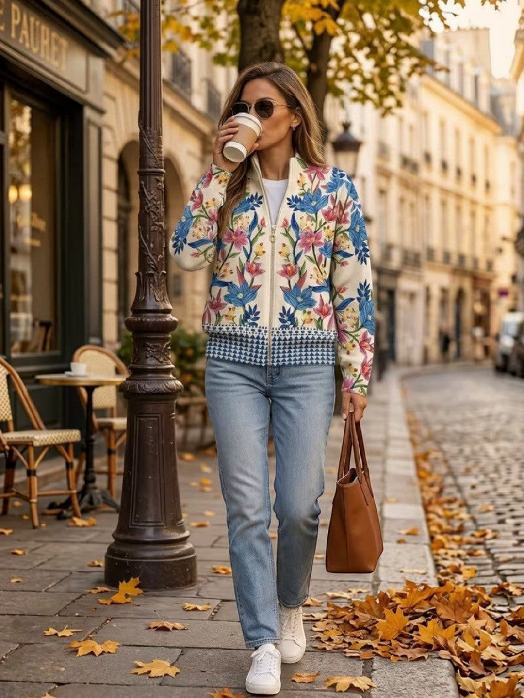 Bérangère | Cardigan à motif floral botanique
