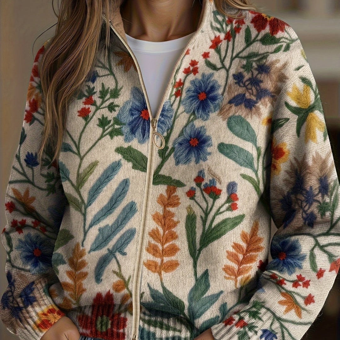 Bérangère | Cardigan à motif floral botanique