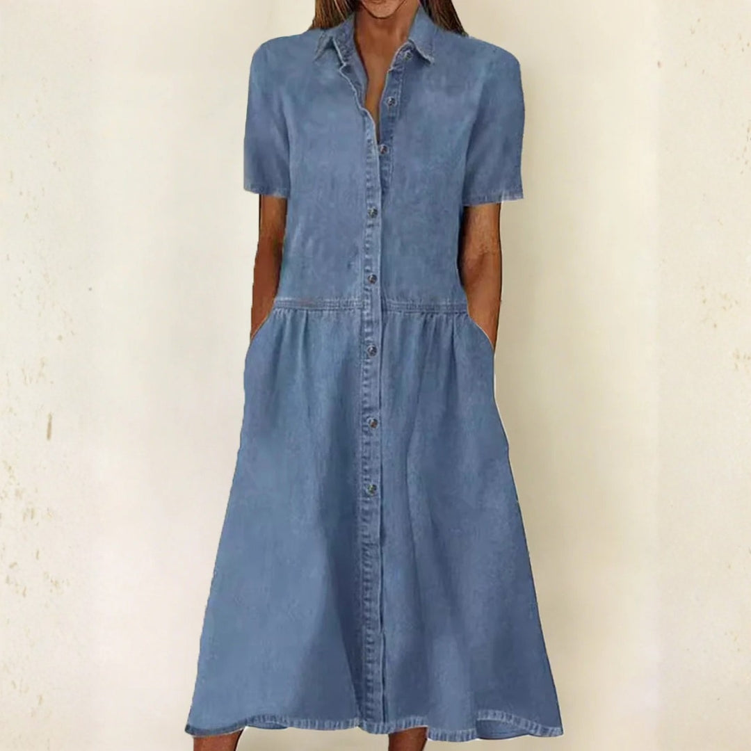Bethany - Robe en denim à manches courtes