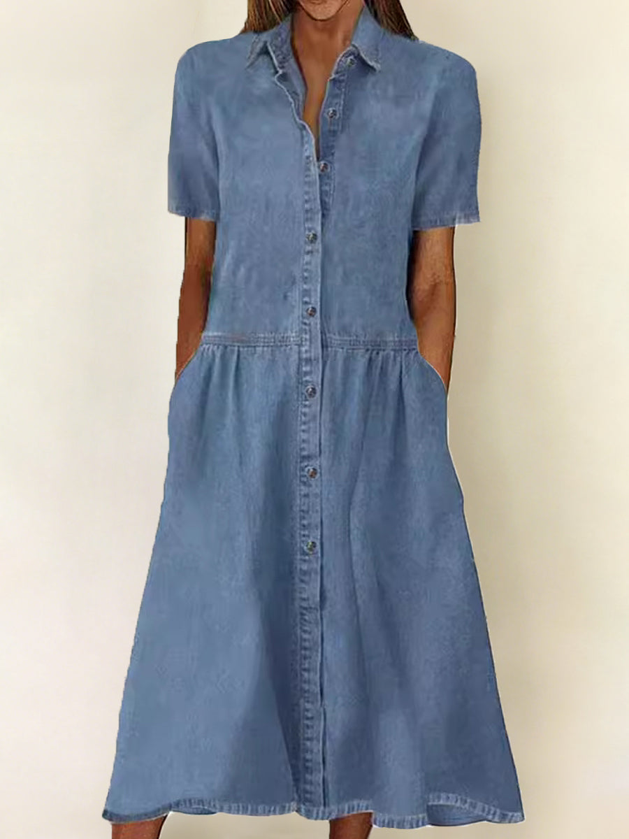 Bethany - Robe en denim à manches courtes