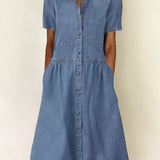 Bethany - Robe en denim à manches courtes