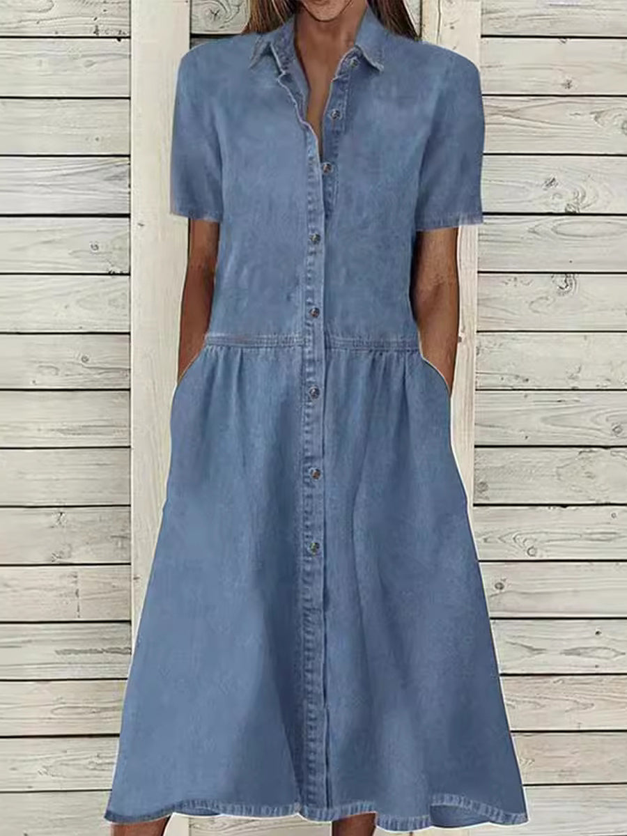 Bethany - Robe en denim à manches courtes