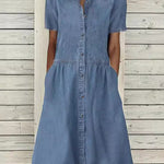 Bethany - Robe en denim à manches courtes