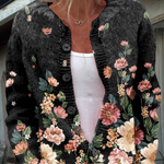Anwen | Cardigan noir à imprimé fleuri