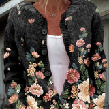 Anwen | Cardigan noir à imprimé fleuri