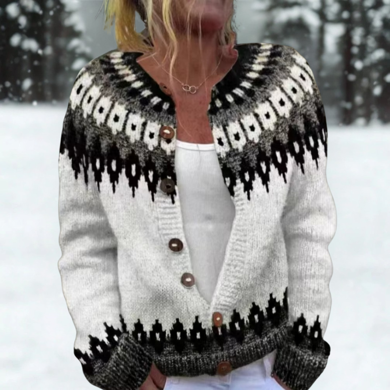 Brigitte | Cardigan nordique monochrome
