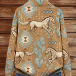 Brigitte | Cardigan à motif de chevaux et de cactus