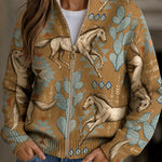 Brigitte | Cardigan à motif de chevaux et de cactus