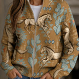 Brigitte | Cardigan à motif de chevaux et de cactus
