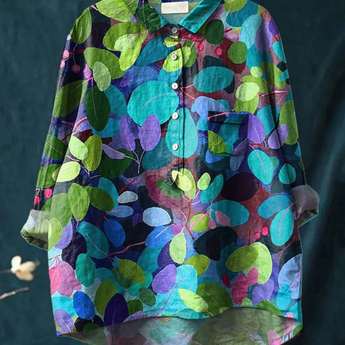 Capucine | Blouse ample femme à imprimé artistique forêt