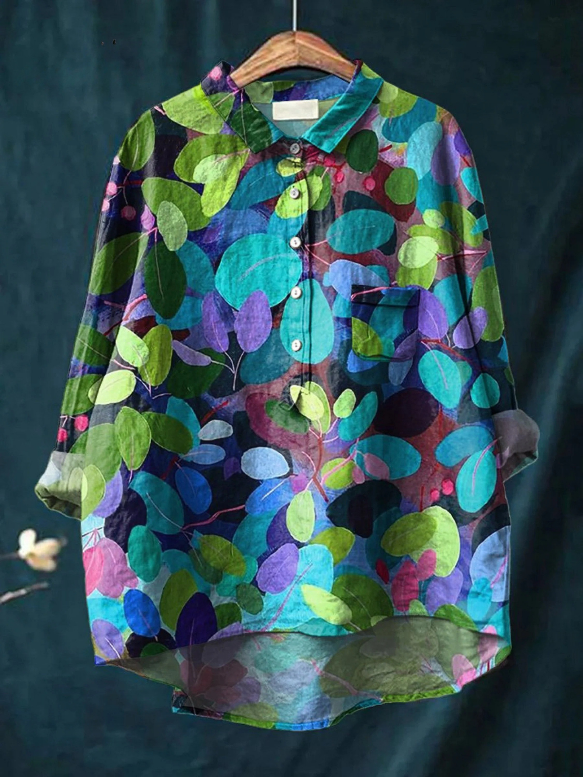 Capucine | Blouse ample femme à imprimé artistique forêt