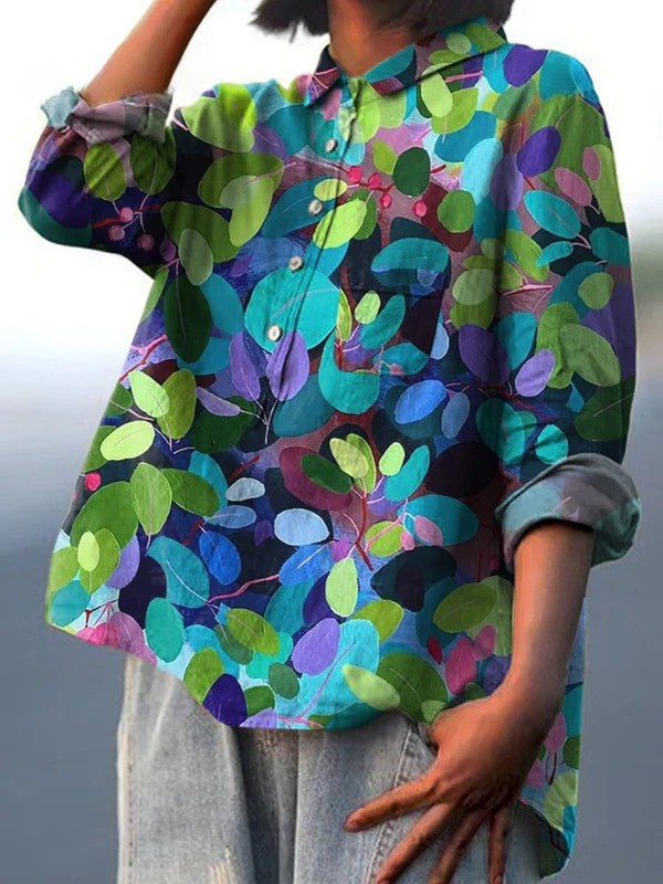 Capucine | Blouse ample femme à imprimé artistique forêt
