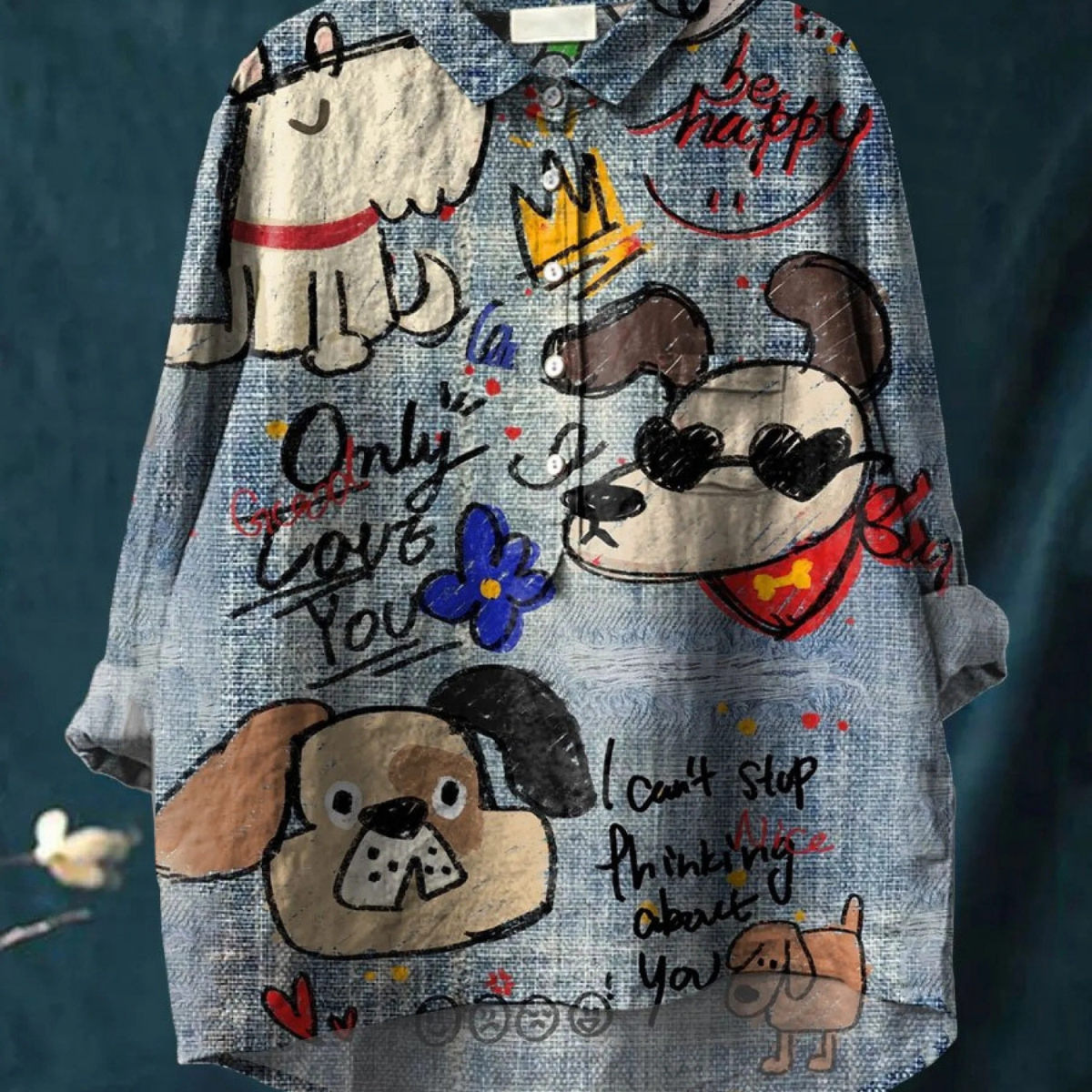 Capucine | Blouse décontractée à adorable imprimé chien