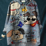 Capucine | Blouse décontractée à adorable imprimé chien
